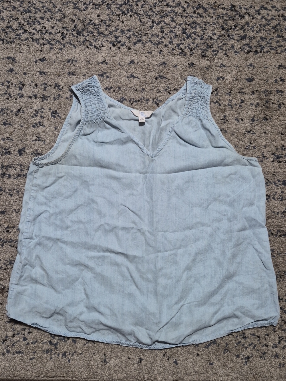 Time and Tru Light Blue Sleeveless V-Neck Tank